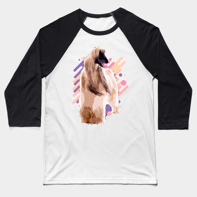 Afghan Hound Baseball T-Shirt by Nartissima